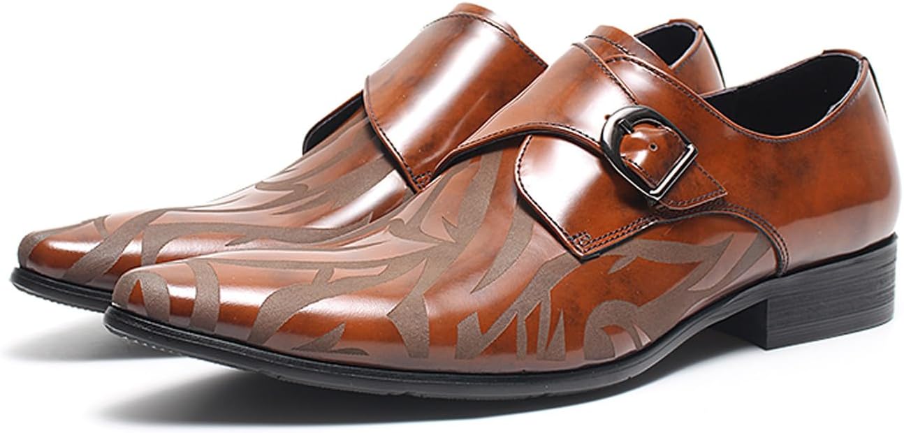 

Мужские кожаные туфли Santimon - лоферы с ремешком-монахом и одной пряжкой, с мягкой стелькой и противоскользящей подошвой для повседневного делового стиля, свадьбы и официальных мероприятий, коричневый