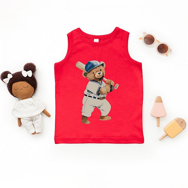 Футболка для малышей Watercolor baseball bear The Juniper Shop, Red — фото 3