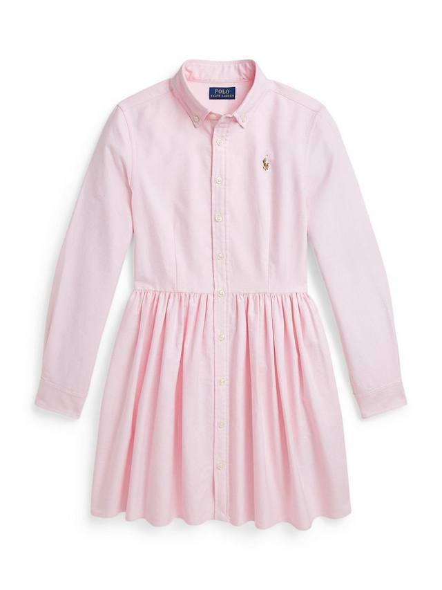 Детское платье-рубашка из оксфордского хлопка Polo Ralph Lauren, Bath Pink — фото 3