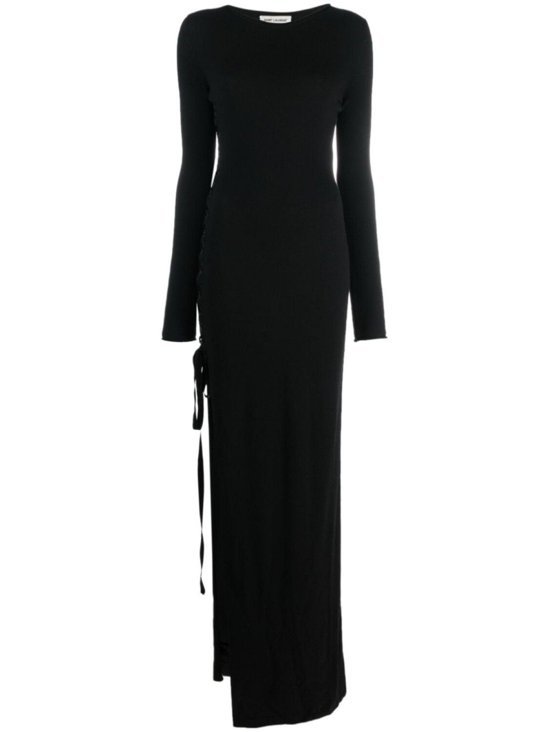 

Saint Laurent шерстяное платье макси, черный