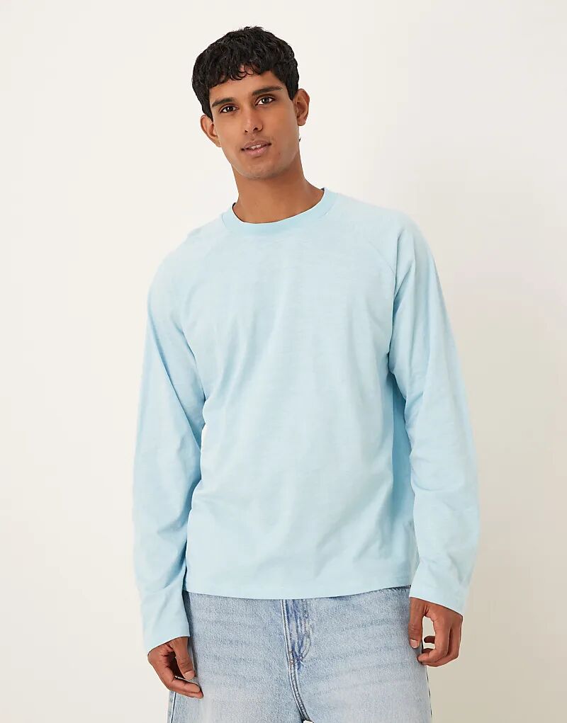 

Футболка свободного кроя с длинными рукавами ASOS DESIGN светло-голубого цвета