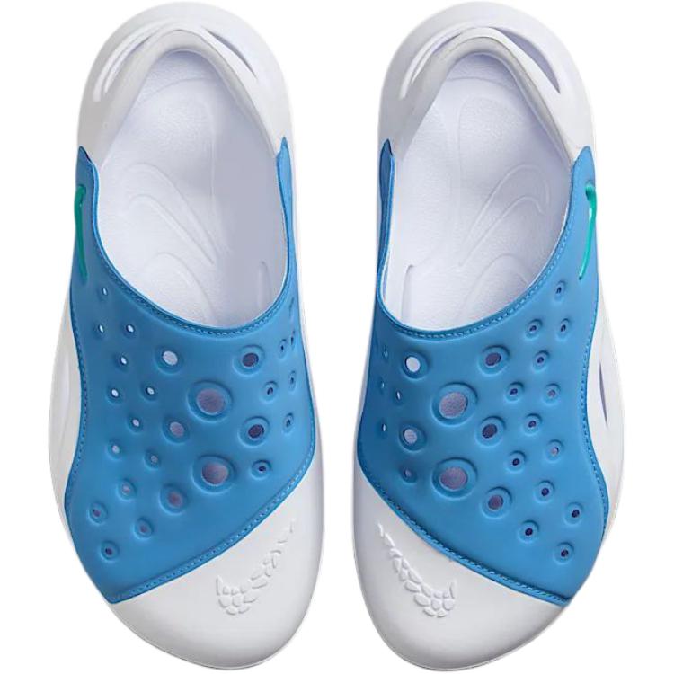 Детские сандалии Aqua Swoosh с нескользящей подошвой, устойчивые к истиранию и низким верхом для подростков Nike, белый/синий — фото 3