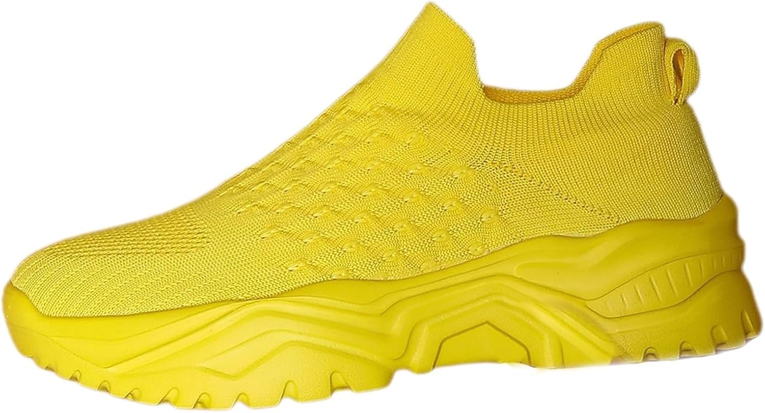 

Женские и мужские кроссовки для бега, слипоны для ходьбы и тенниса, дышащие, повседневные, с мягкой подошвой, сетчатые, для тренировок, спорта, тренажерного зала, модные, мягкие и удобные, обувь для вождения Toumov, желтый
