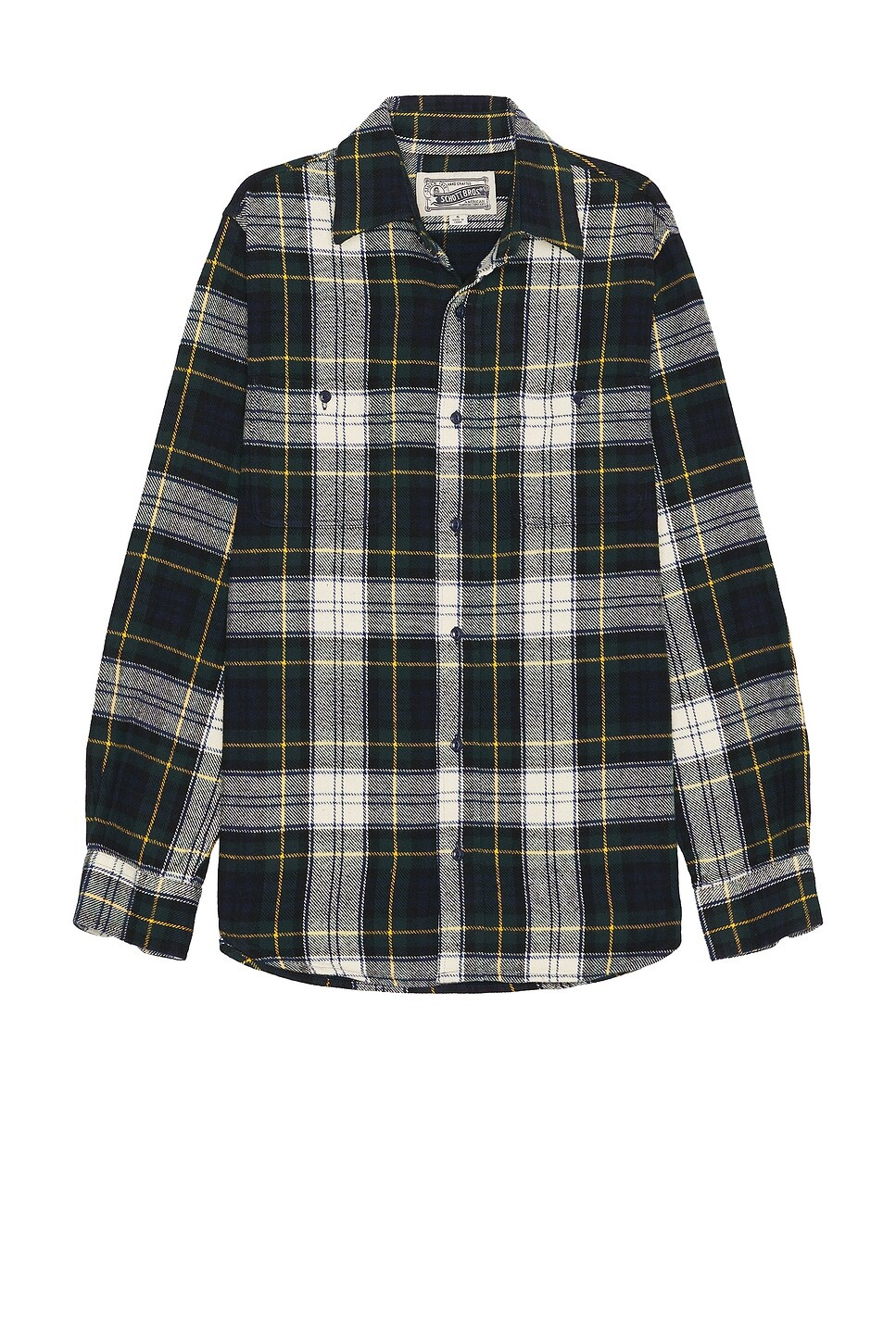 

Рубашка из хлопковой фланели в клетку Schott, цвет Off White & Navy