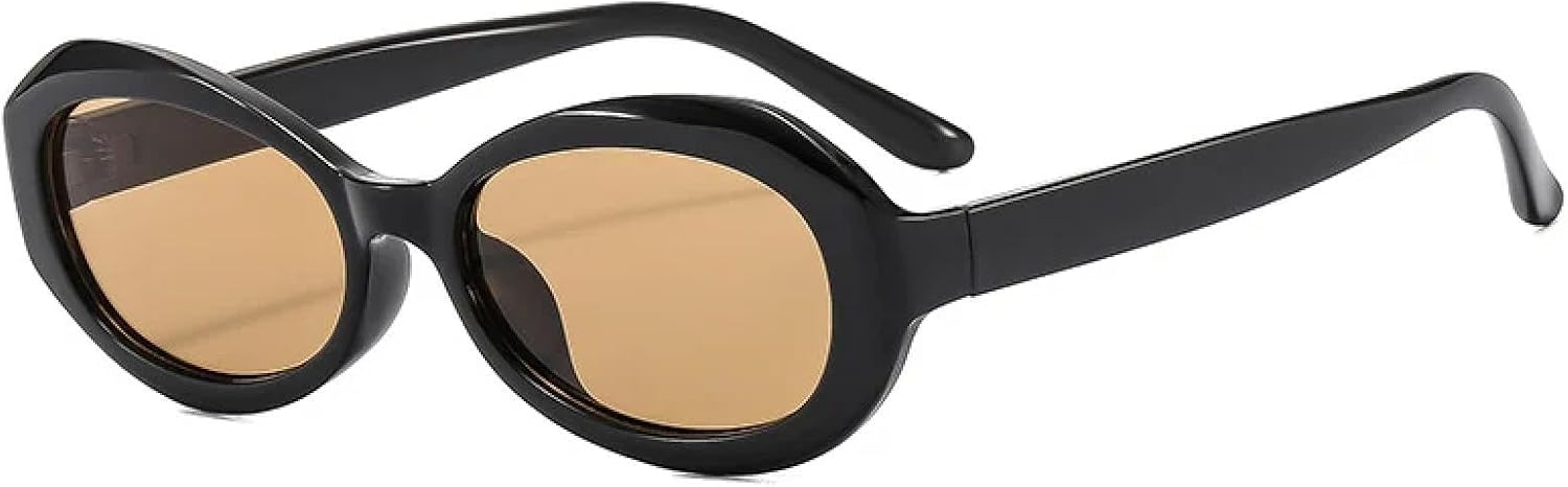 

Солнцезащитные очки с защитой от УФ-излучения UV400 | Панк-очки овальной формы для путешествий | Для женщин и мужчин, для занятий спортом на открытом воздухе и вождения DSVIGF, Black-lightbrown