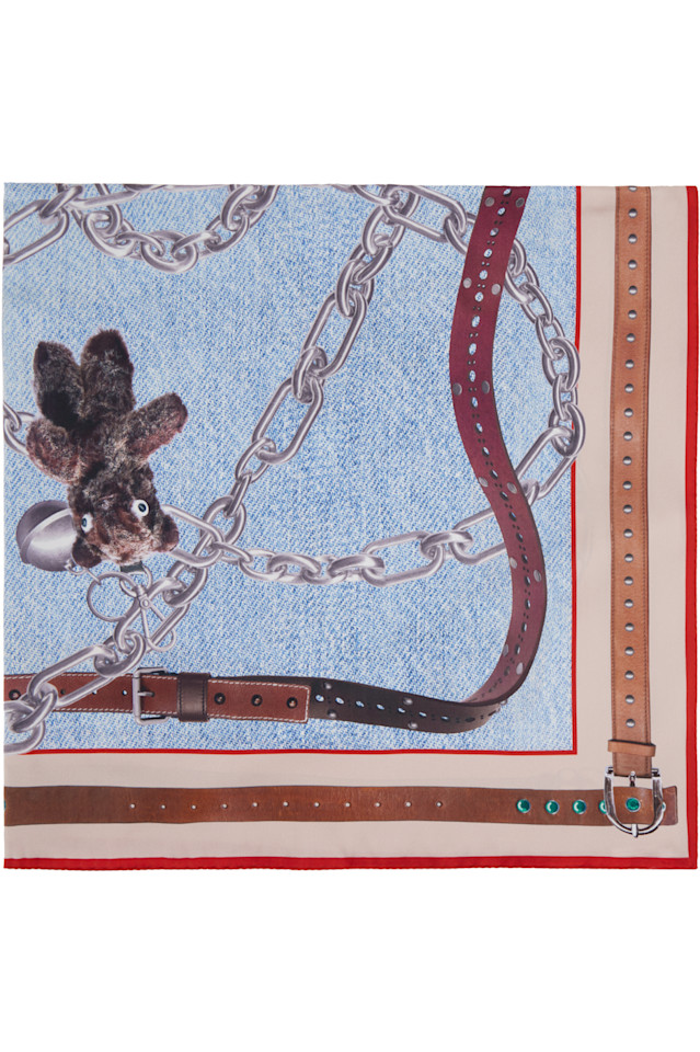 

Acne Studios Шелковый шарф с синим принтом