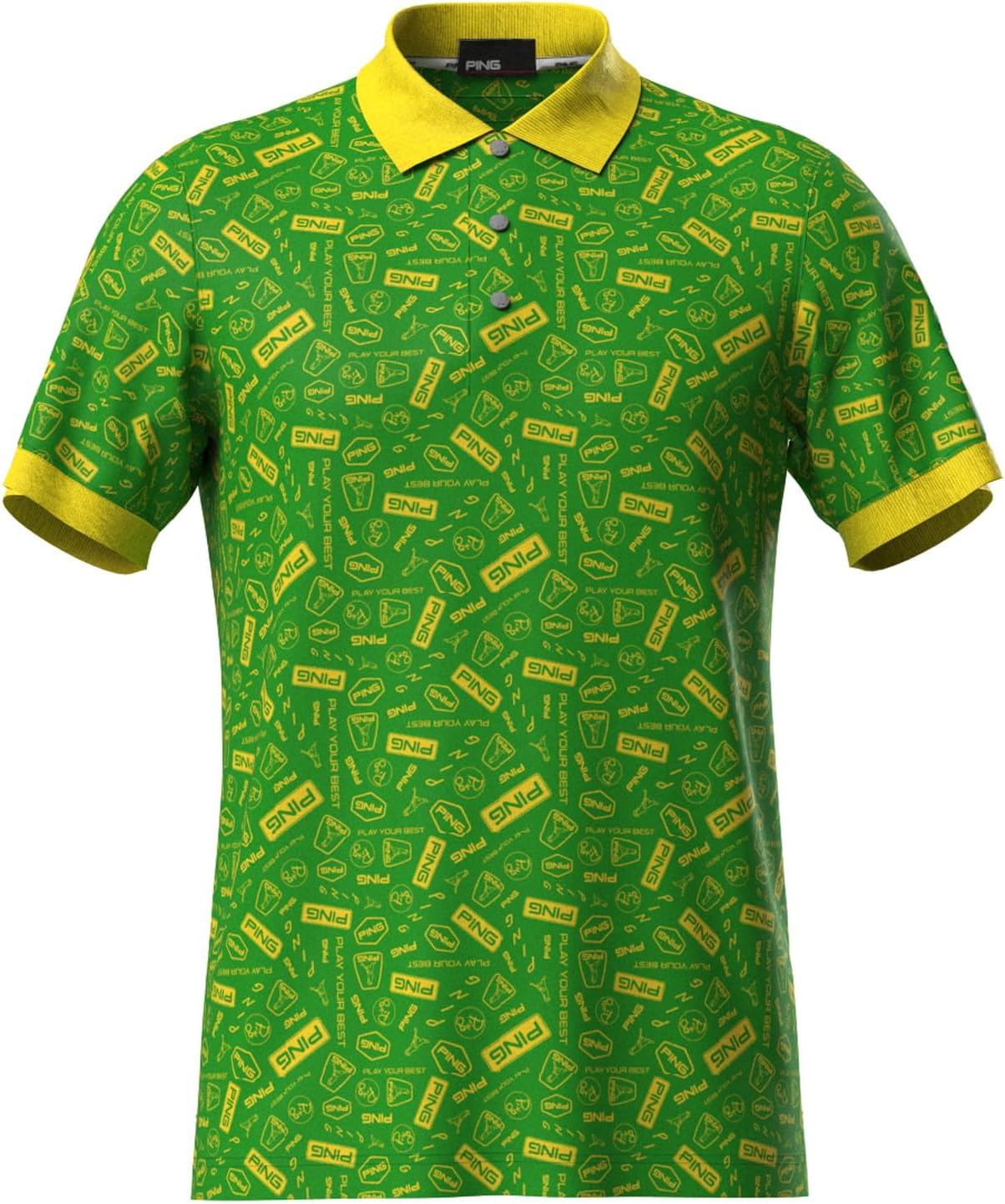 

Мужская рубашка-поло Ping с коротким рукавом (принт по всей поверхности) / для гольфа / 621-5160221, зеленый/желтый