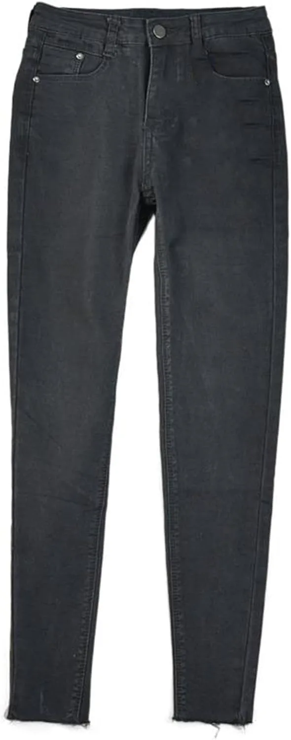 

Women's Jeans Stretch Skinny Distressed Hem Ankle Mid Rise Casual Pants KOSFESFJHD