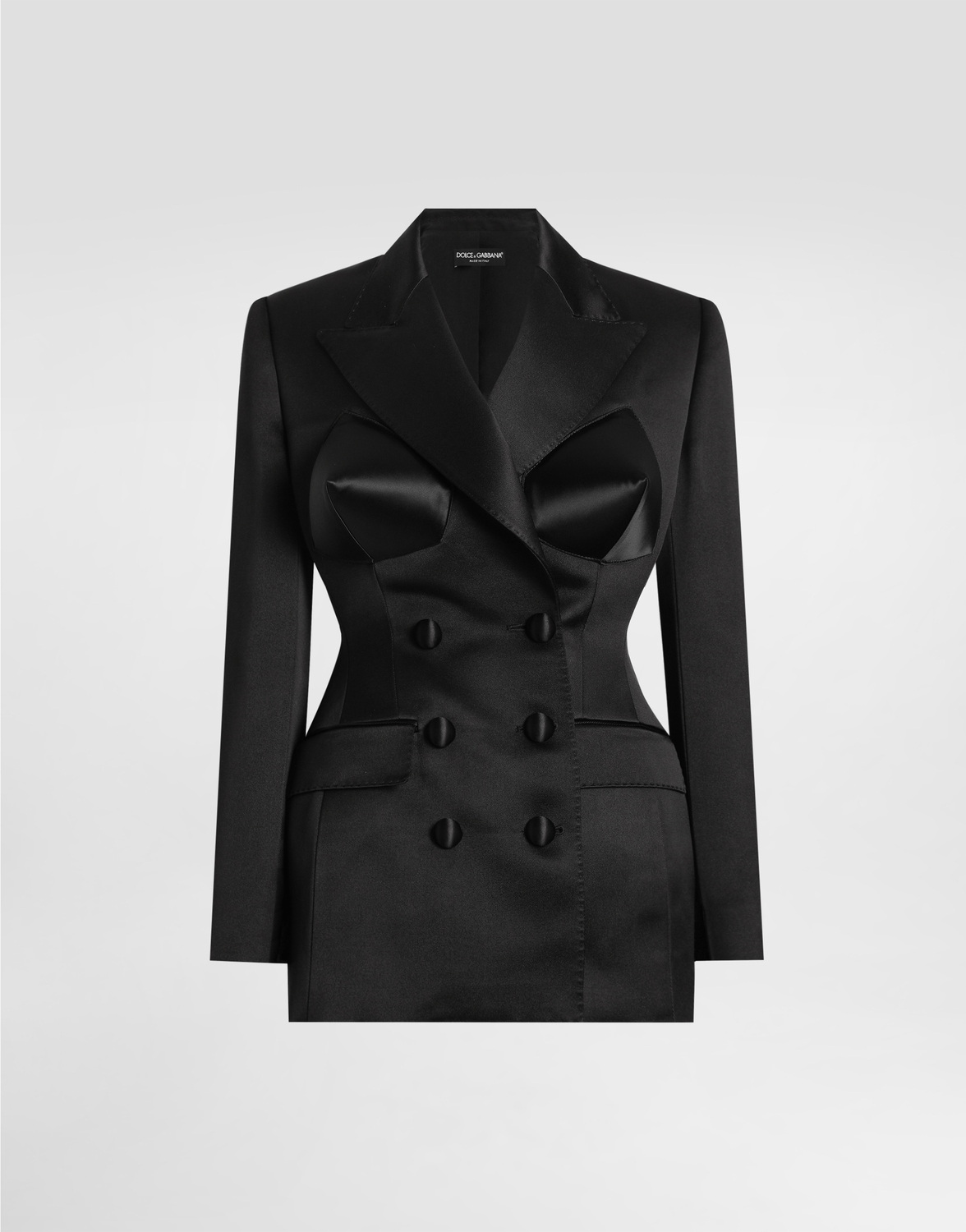 

Двубортный жакет из ткани «дюшес» с коническими чашечками Dolce & Gabbana, черный