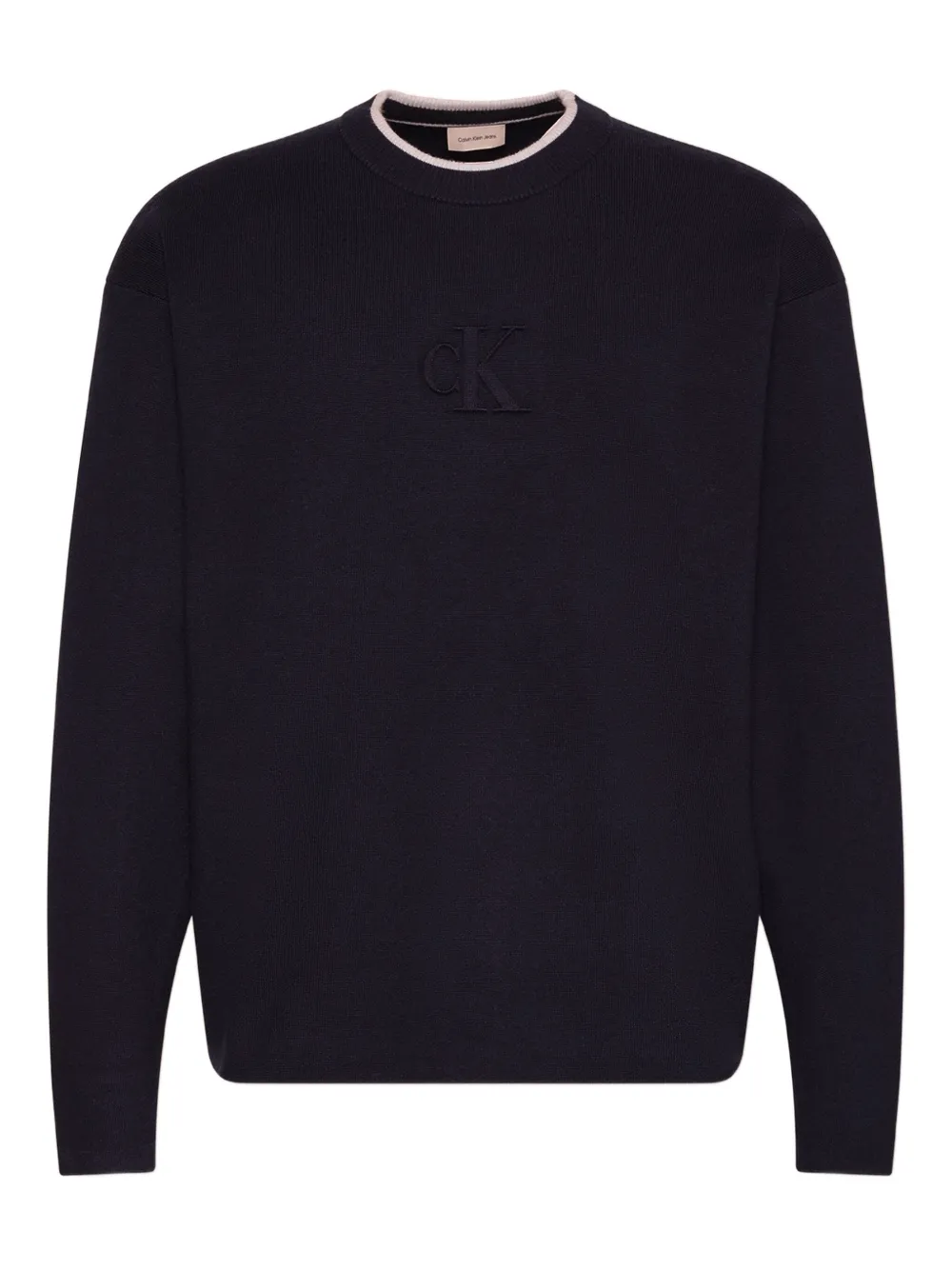 

Свитер с круглым вырезом и логотипом Calvin Klein Jeans, синий