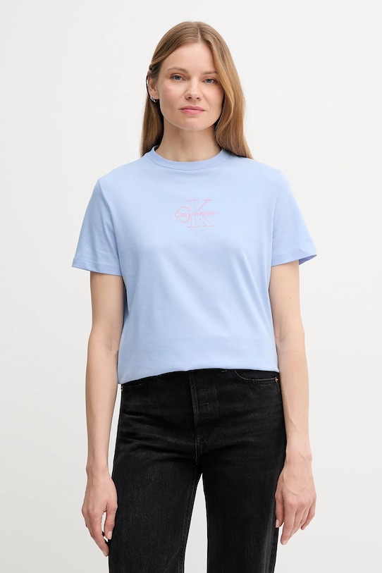 

Хлопковая футболка Calvin Klein Jeans, фиолетовый
