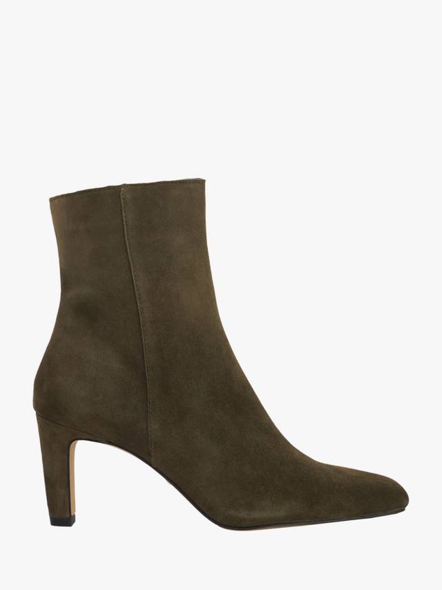Ovation Suede высокие каблуки ботинки до щиколотки Dune London, Khaki
