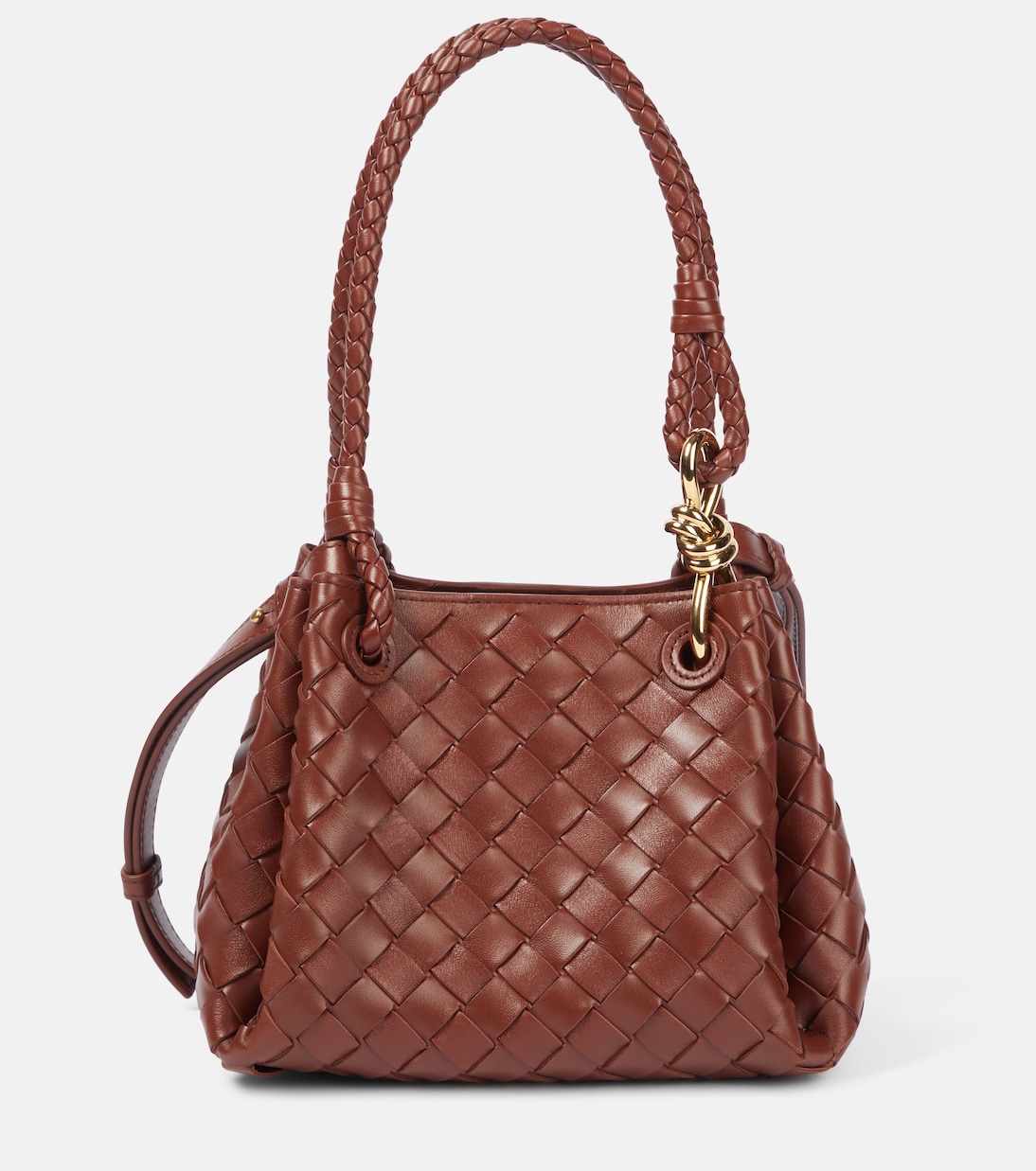 

Сумка-тоут из кожи Intrecciato Parachute Small Bottega Veneta, Sapele-Muse Brass