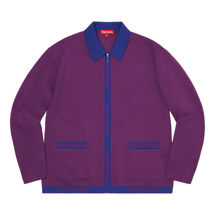 

Кардиган Supreme Logo Trim Zip Up Cardigan 'Purple', фиолетовый