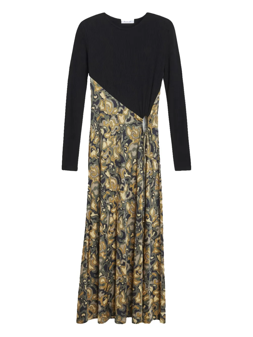 

Платье миди в рубчик с мраморным узором Rodebjer, черный