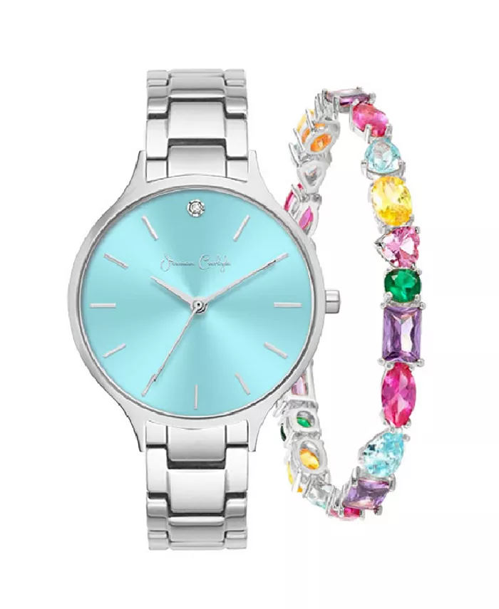 

Женские кварцевые часы с браслетом серебристого оттенка 36 мм, подарочный набор Jessica Carlyle