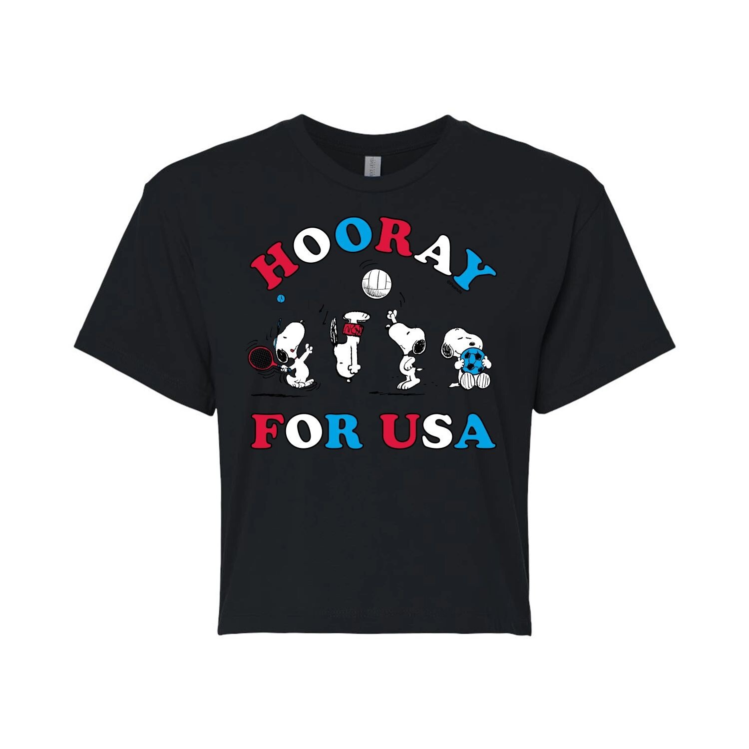 

Укороченная футболка с рисунком Peanuts Hooray For USA для юниоров Licensed Character, черный