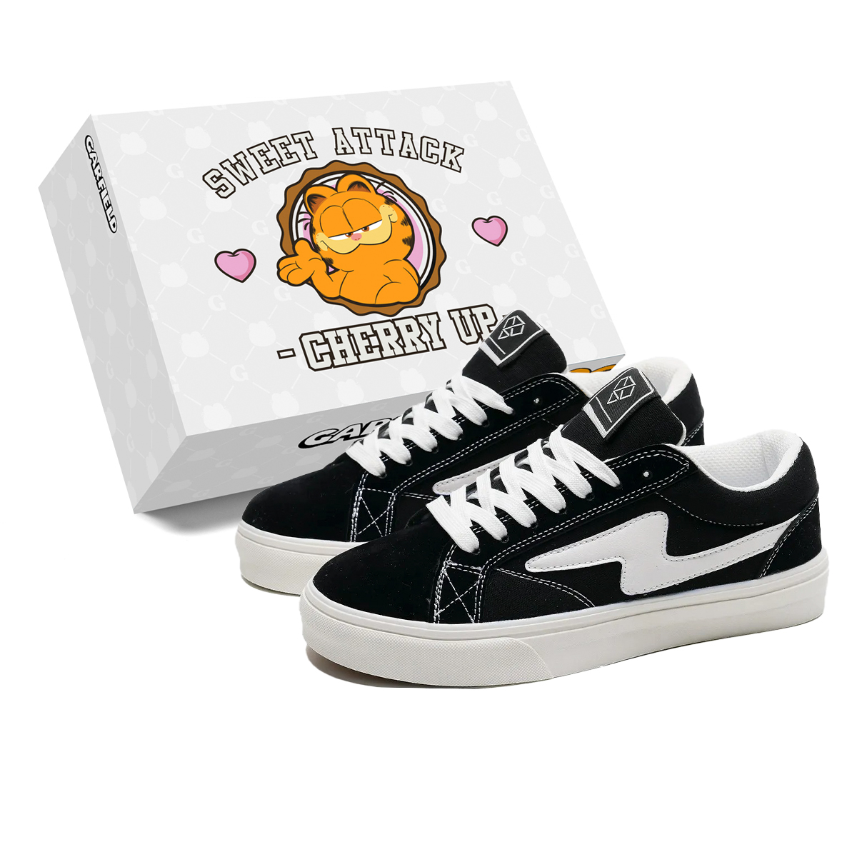 

JIAFEIMAOJIAZU Амортизирующие легкие дышащие низкие скейтерские кроссовки унисекс черно-белые, цвет Black White