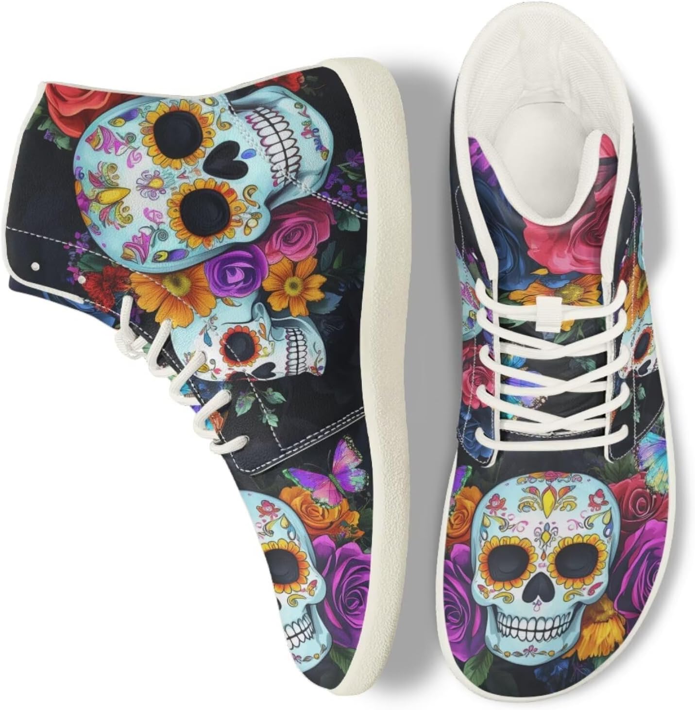 

Кроссовки Skull Barefoot для женщин и мужчин с нулевым перепадом, для трейл-раннинга, широким носком и минималистичным дизайном Getelinseng, Skull Butterfly Flower Prited