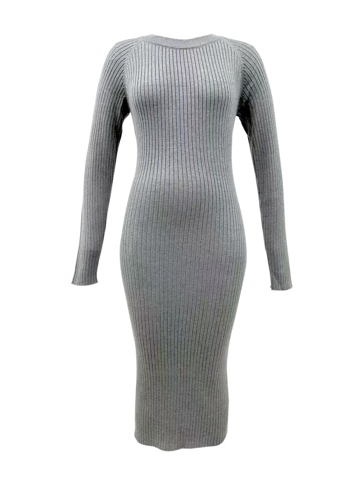 

Длинное платье GINI LONDON Midi Gini Crew Neck Bodycon Knit, серый