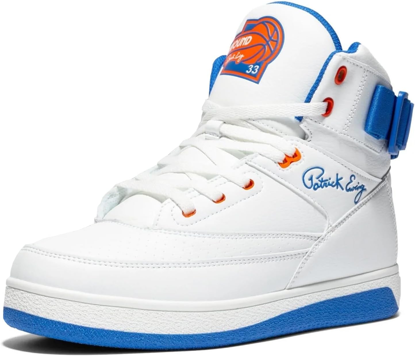 

Мужские баскетбольные кроссовки EWING 33 HI x ORION REBOUND | Ретро-дизайн 1990 года с ремешком на щиколотке, гибридные спортивные командные кроссовки, белый/синий/оранжевый