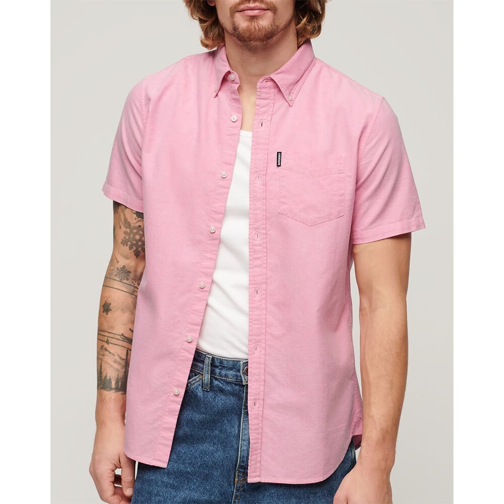

Рубашка с коротким рукавом Superdry Vintage Oxford, розовый