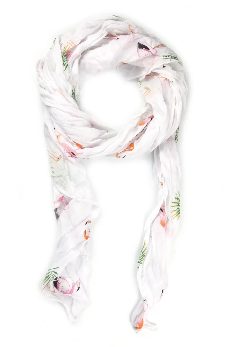 

COLLEZIONE ALESSANDRO модный шарф "Aluna" с фламинго, белый