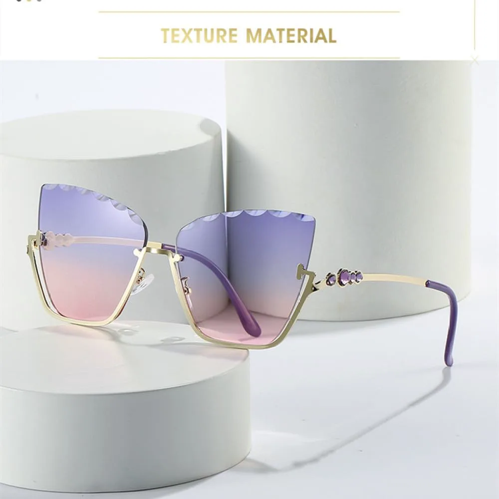 

Полуободковые солнцезащитные очки «кошачий глаз» для женщин. Модные солнцезащитные очки «кошачий глаз» с металлической полуободковой оправой MTZJH, Orange