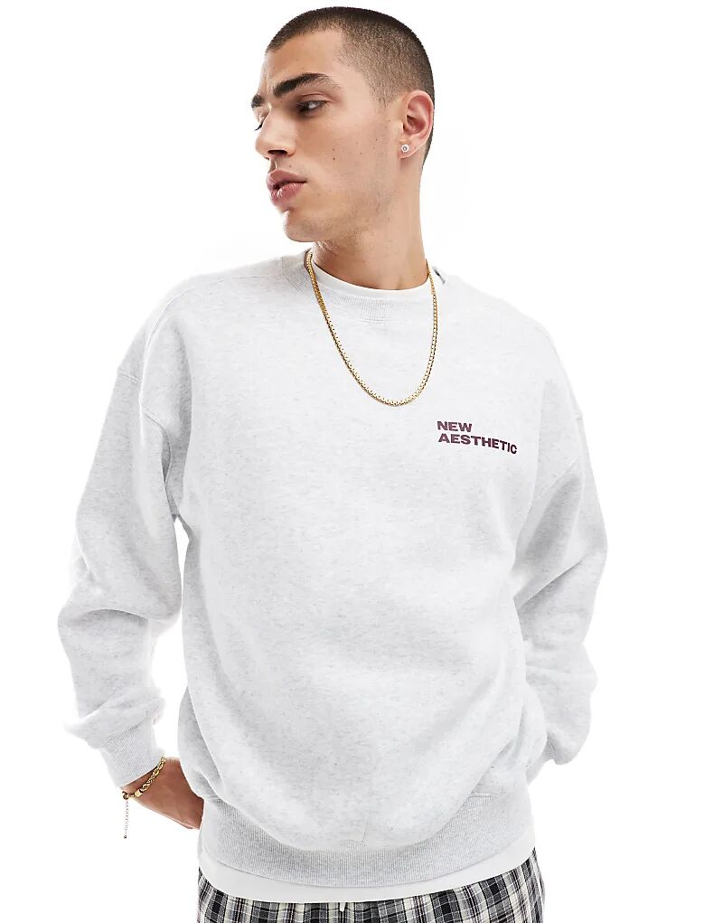 

Свитшот Cotton On box fit с графическим принтом NYC в сером меловом цвете Cotton:On