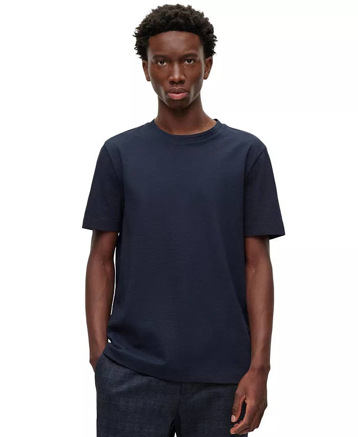 

Мужская футболка Bubble-Jacquard с фактурным узором Hugo Boss, синий