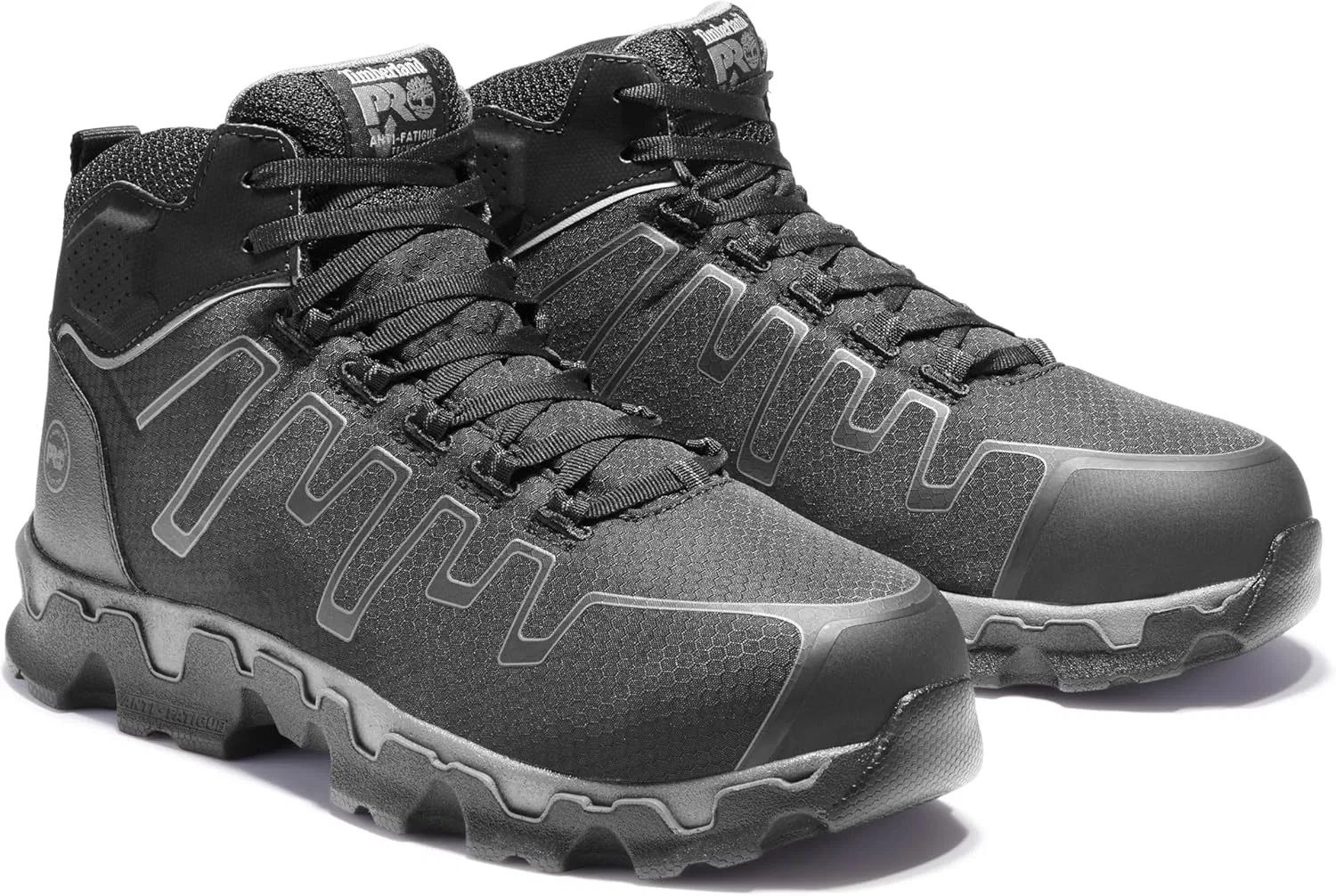 Мужские рабочие ботинки Timberland PRO Powertrain Sport Mid Alloy Safety Toe Electric Hazard для работы и строительства, обеспечивающие защиту от поражения электрическим током, Black Grey — фото 2