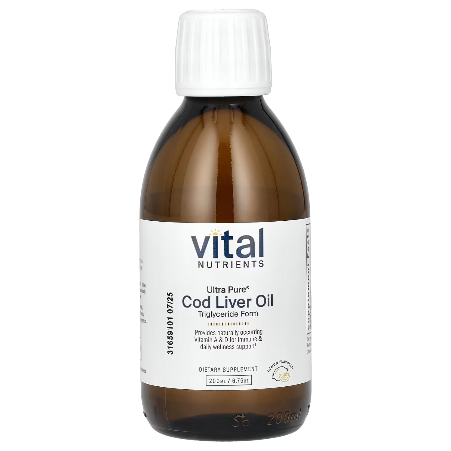 

Vital Nutrients Ultra Pure Масло печени трески, лимон, 6,76 унций (200 мл)
