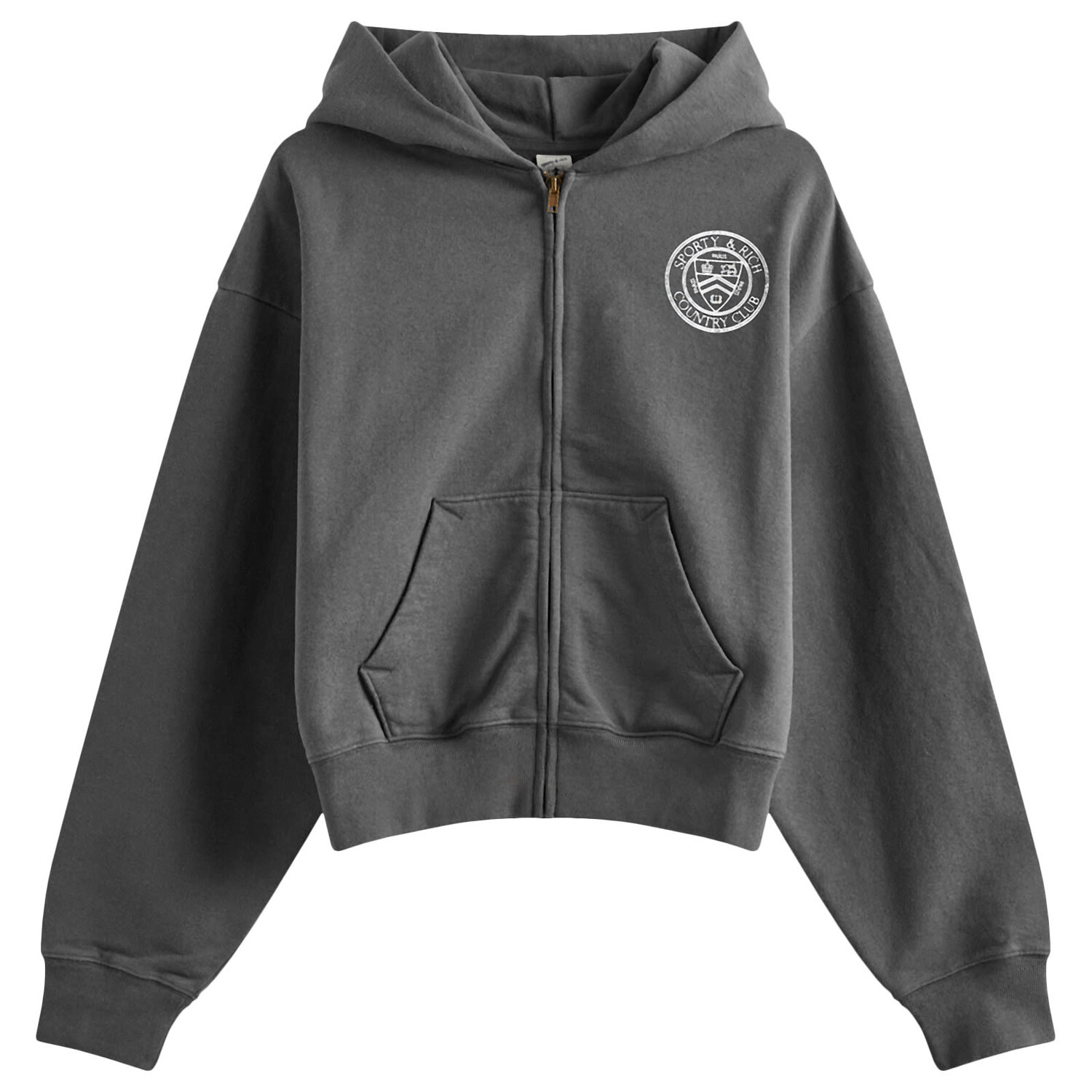 

Худи Sporty & Rich Paris Coutry Club Zipped Cropped Hoodie, черный
