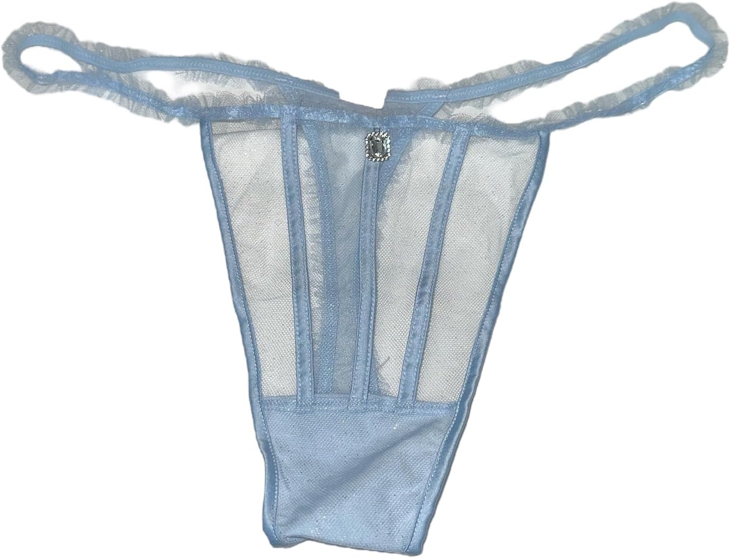 

Трусики-стринги Victoria's Secret с пайетками, тюлем и стразовыми подвесками, цвет Blue New, Blue Shimmer