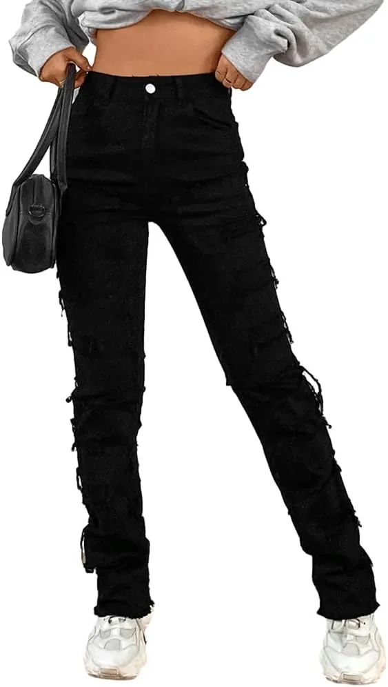 

Женские рваные джинсы Straight Leg HDMGCR