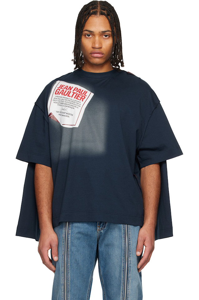 

Jean Paul Gaultier Футболка-Поло темно-синего цвета с логотипом "The Gaultier Label"