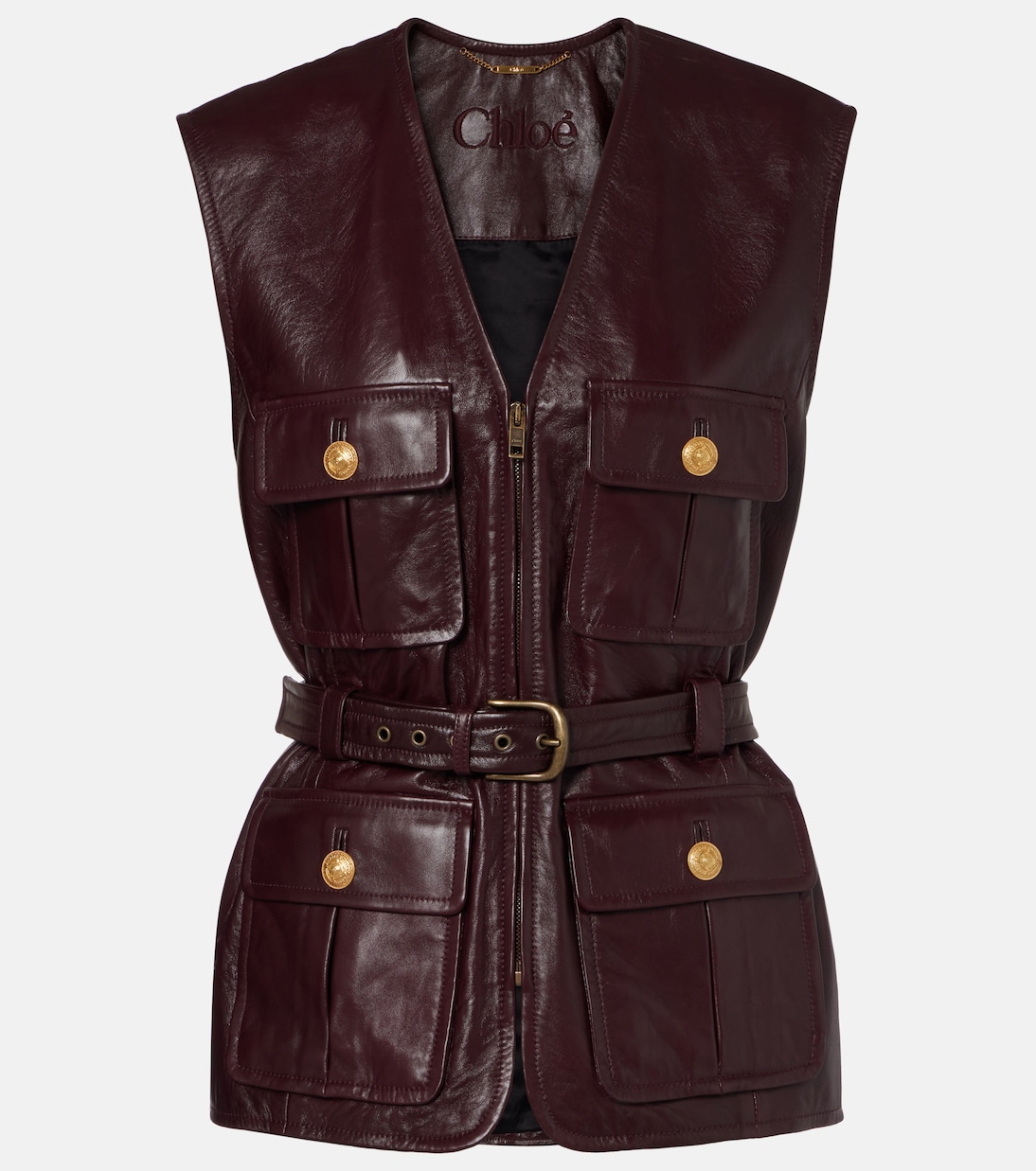 

Кожаный жилет с поясом Chloé, Crafty Brown