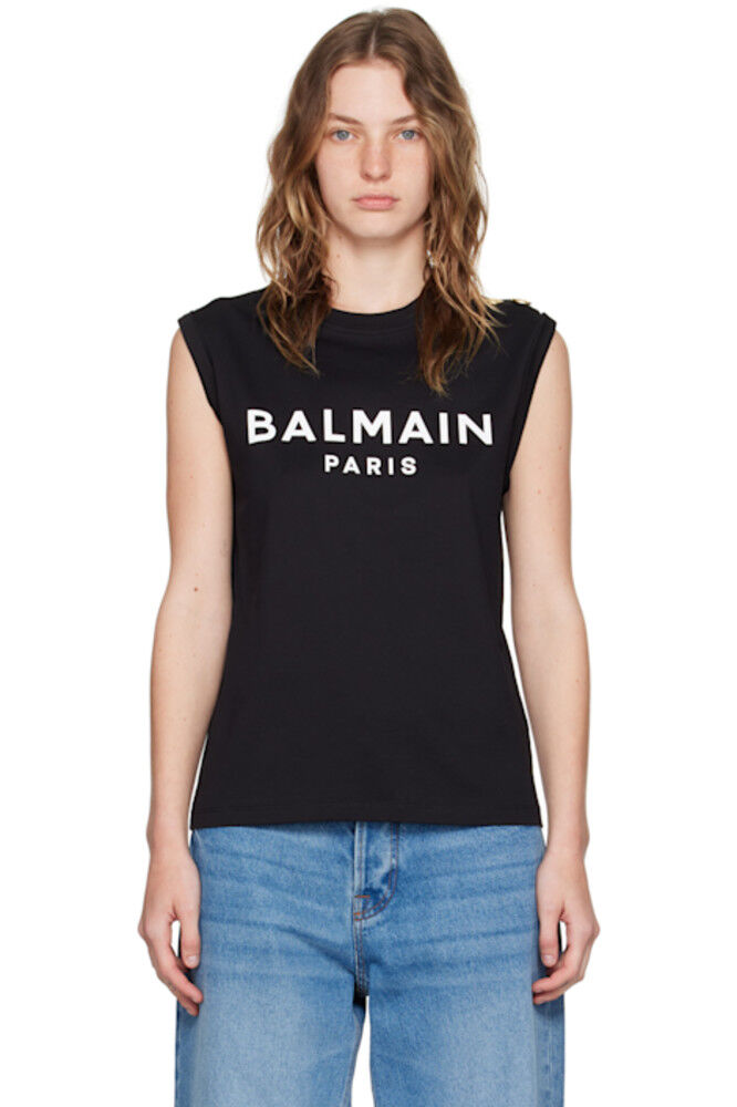 

Черная майка «Balmain Paris»