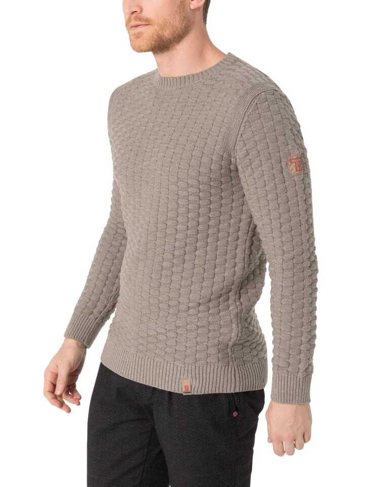 

Пуловер Timezone Strickpullover Rundhals 3D Muster Regular Fit, бежевый