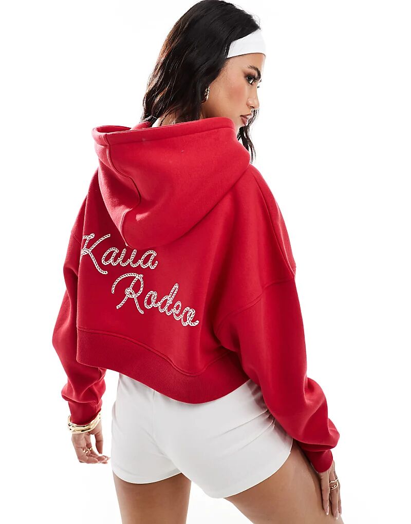 

Укороченная толстовка с капюшоном и логотипом Rodeo красного цвета Kaiia