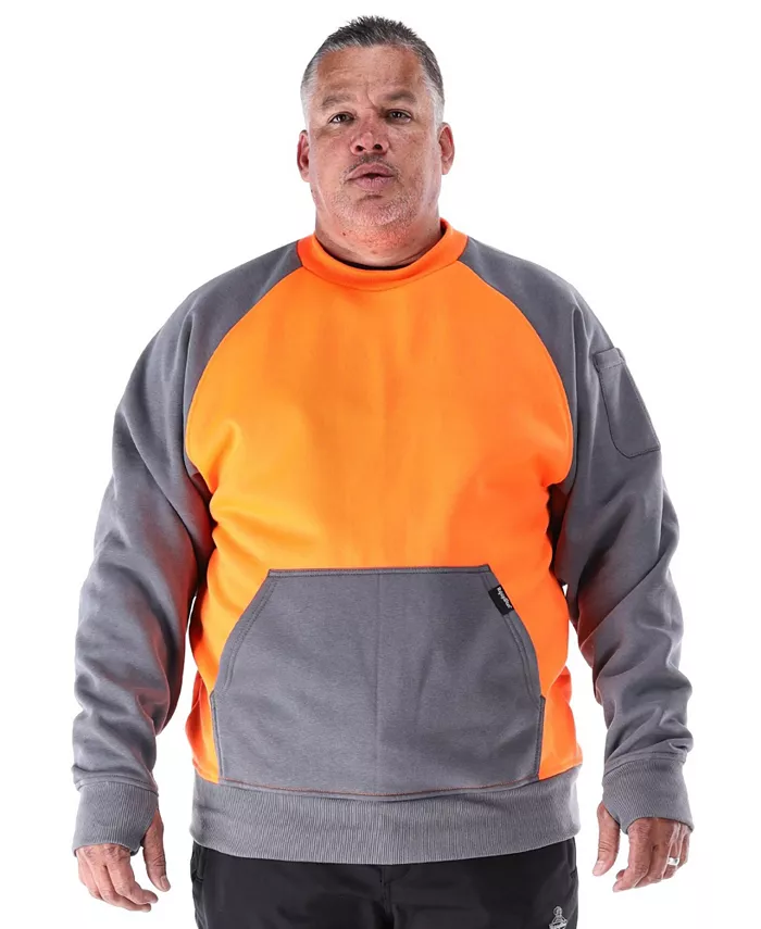 

Мужской двухцветный HiVis свитшот с круглым вырезом — высоковидимая безопасная толстовка с контрастным дизайном RefrigiWear, оранжевый