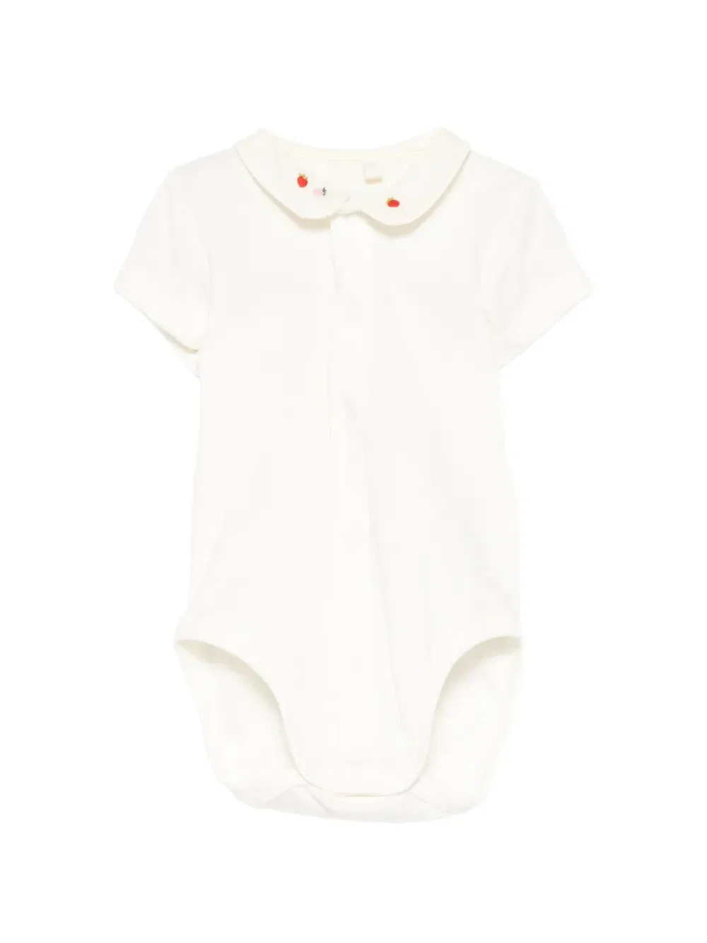 Боди с воротником в виде клубники Petit Bateau, белый