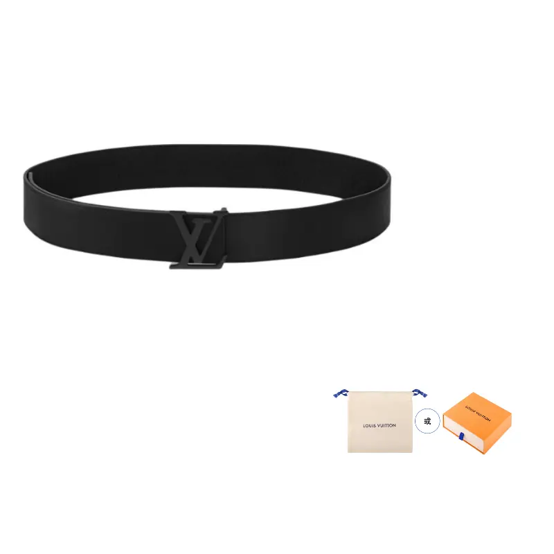 

Кожаный, металлический, ремень из телячьей кожи мужской black ширина 4CM LOUIS VUITTON, черный