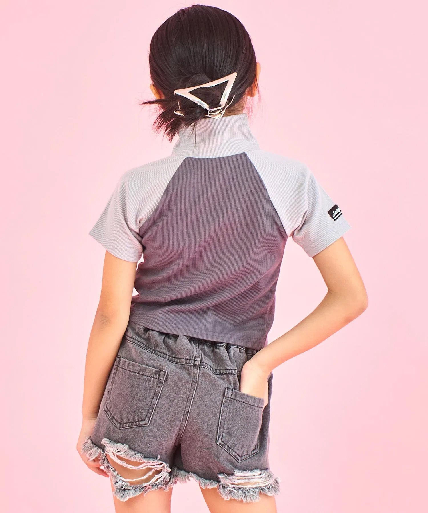 Детская футболка с двойной молнией ANAP kids цвета хаки — фото 4