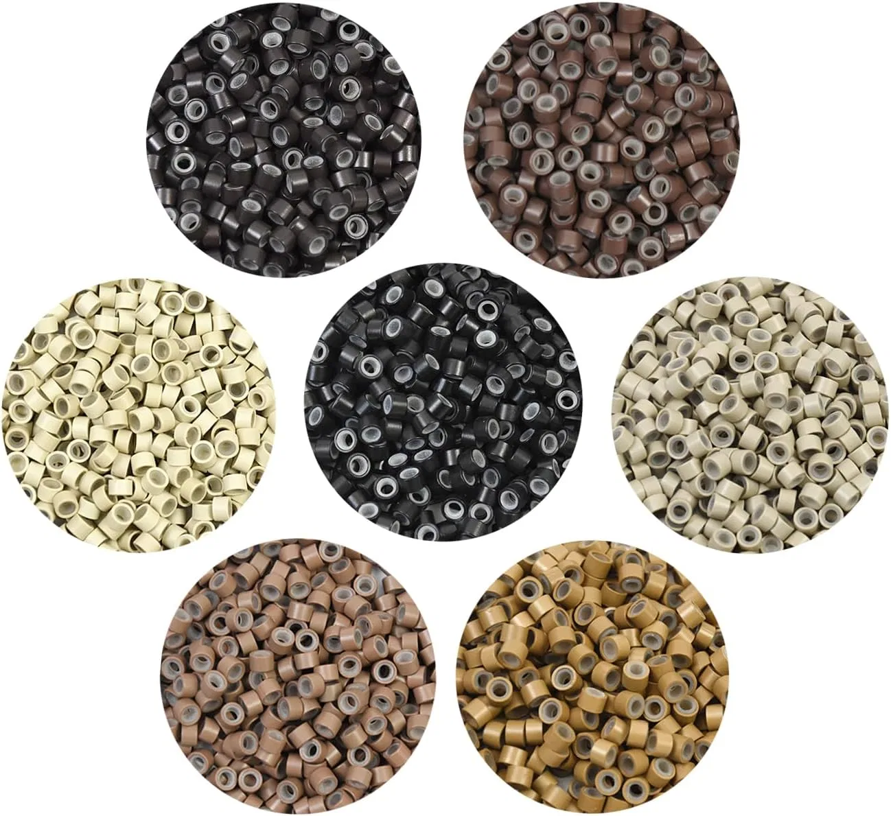 Микрокольца для наращивания волос Micro Rings Link Beads, силиконовые, 4.5 x 2.5 x 3.0 мм, коричневые, 500 шт. Yantaisiyu, Brown