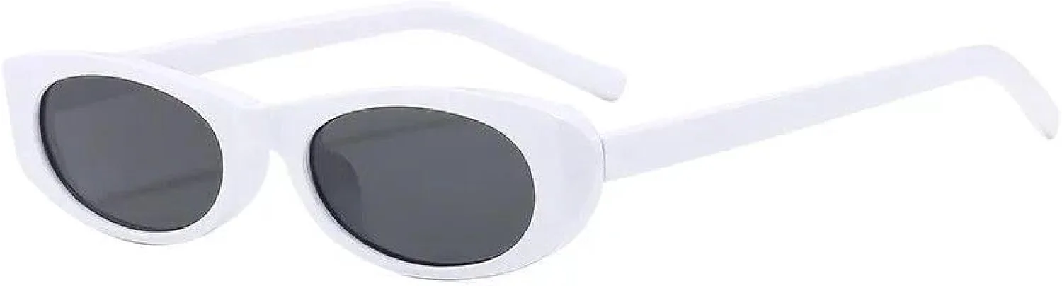 

Маленькие прямоугольные и овальные солнцезащитные очки для женщин, винтажные, с защитой от УФ-излучения UV400, мужские, в стиле панк TVTBBVV, White Black