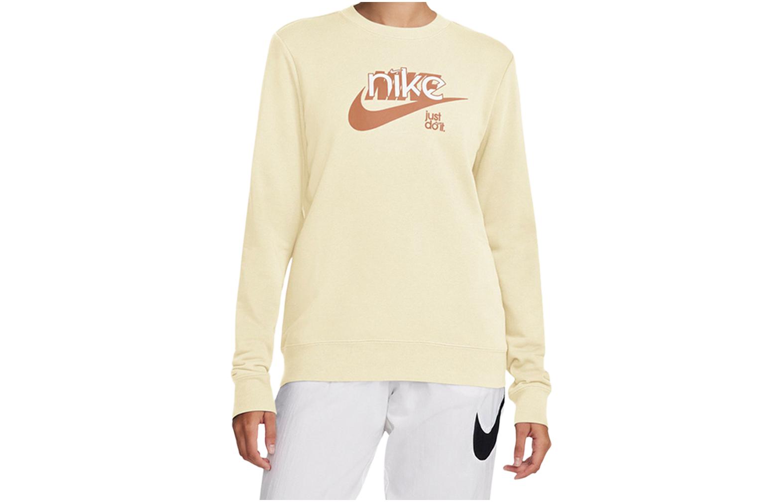 Свитшот Nike Swoosh 'Coconut Milk/Amber Brown/White', Бежево-желтый — фото 2