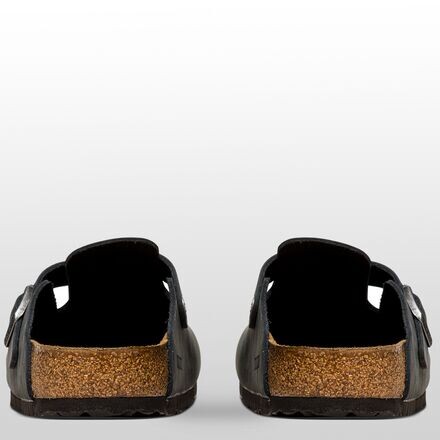 Женские сабо Birkenstock Boston кожаные с мягкой стелькой, черный — фото 3