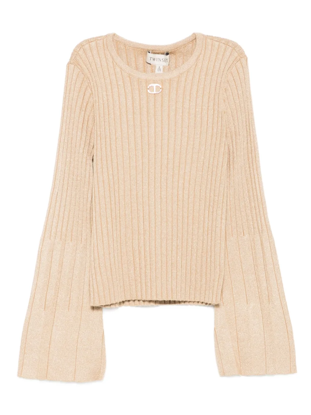 

Свитер в рубчик с рукавами колокол TWINSET Kids, золотой