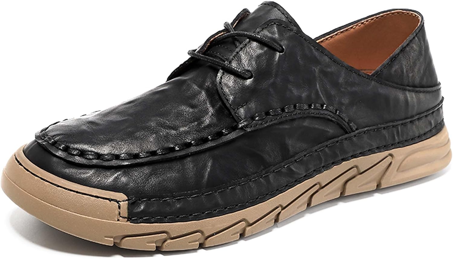 

Мужские повседневные лоферы из кожи, ретро, деловые, формальные, с противоскользящей подошвой, удобные для прогулок на улице, спорта, работы, вождения, походов Generic, черный
